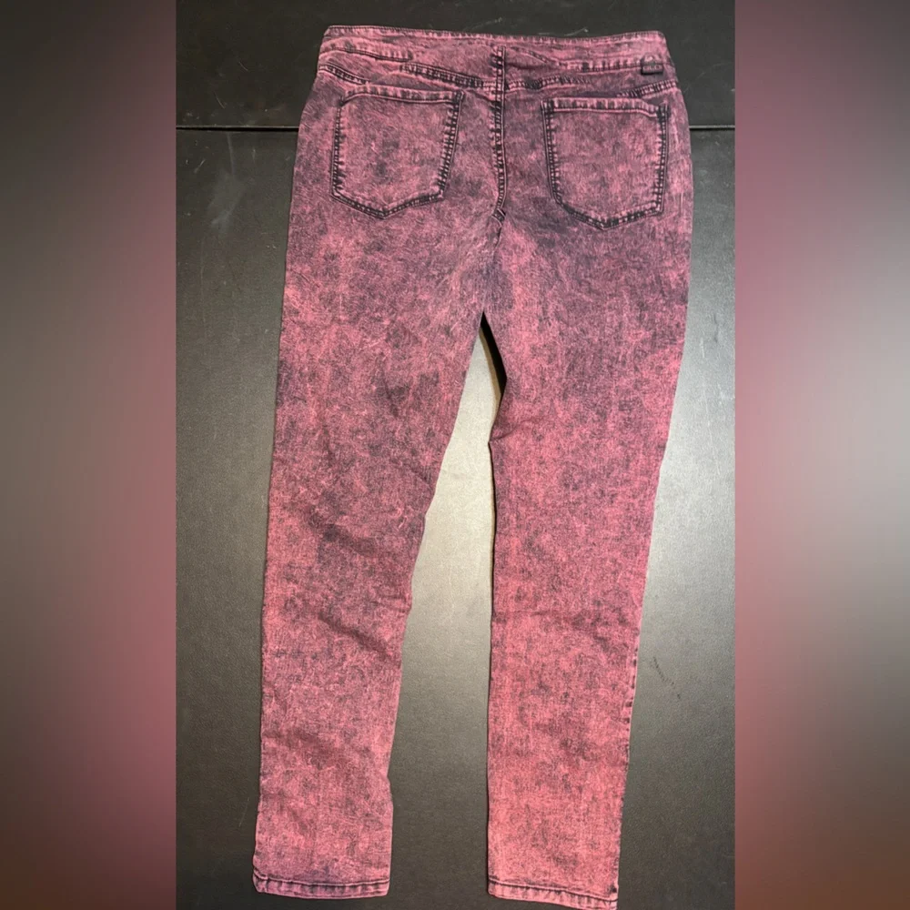 Glo Jeans Juniors Low Rise Tapered Legs Pink Black Faded Wash Denim jeans - Picture 4 of 4